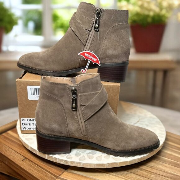 Blondo Sway Waterproof Bootie Women’s 8M Suede Ankle Boots Taupe Fall Chic Trend - Picture 10 of 13